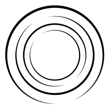 Döngüsel daire, sarmal, volta elementi. Döndürme, santrifüj ve dönme etkisiyle eş merkezli şekil. Döndürme, döndürme ve döndürme vektör illüstrasyonu