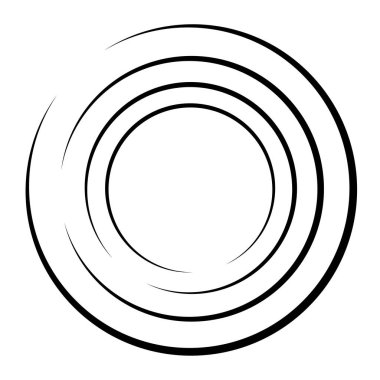 Döngüsel daire, sarmal, volta elementi. Döndürme, santrifüj ve dönme etkisiyle eş merkezli şekil. Döndürme, döndürme ve döndürme vektör illüstrasyonu