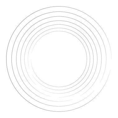 Döngüsel daire, sarmal, volta elementi. Döndürme, santrifüj ve dönme etkisiyle eş merkezli şekil. Döndürme, döndürme ve döndürme vektör illüstrasyonu