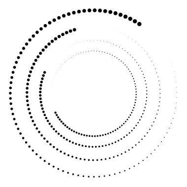 Daireler, noktalı, noktalar girdap elementi. Puantiyeli, benekli koklear ve volt tasarım elementi