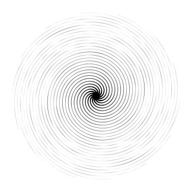Döngüsel daire, sarmal, volta elementi. Döndürme, santrifüj ve dönme etkisiyle eş merkezli şekil. Döndürme, döndürme ve döndürme vektör illüstrasyonu