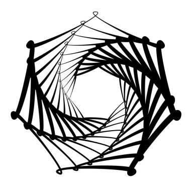 Soyut geometrik şekil, içe dönük tasarım elemanı. Döndür, döndür, döndür ve döndür mandala, motif. Dairesel element çizimi