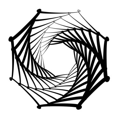 Soyut geometrik şekil, içe dönük tasarım elemanı. Döndür, döndür, döndür ve döndür mandala, motif. Dairesel element çizimi