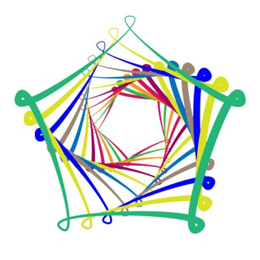 Soyut geometrik şekil, içe dönük tasarım elemanı. Döndür, döndür, döndür ve döndür mandala, motif. Dairesel element çizimi