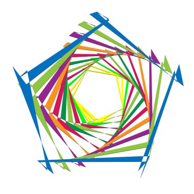 Soyut geometrik şekil, içe dönük tasarım elemanı. Döndür, döndür, döndür ve döndür mandala, motif. Dairesel element çizimi