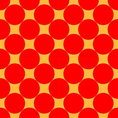 Pop sanat, çizgi roman sarı ve kırmızı noktalı, kusursuz bir şekilde tekrarlanabilir geometrik desen çiziyor. Noktacılık, noktalama ve noktalama, noktalama retro sanat illüstrasyonu