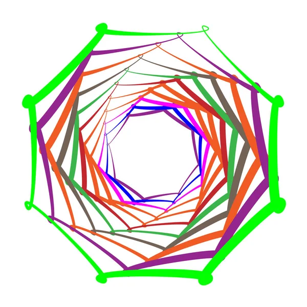 Soyut geometrik şekil, içe dönük tasarım elemanı. Döndür, döndür, döndür ve döndür mandala, motif. Dairesel element çizimi