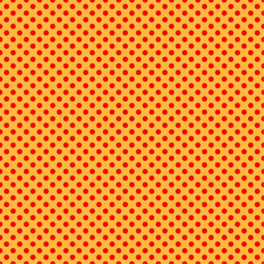 Pop sanat, çizgi roman sarı ve kırmızı noktalı, kusursuz bir şekilde tekrarlanabilir geometrik desen çiziyor. Noktacılık, noktalama ve noktalama, noktalama retro sanat illüstrasyonu
