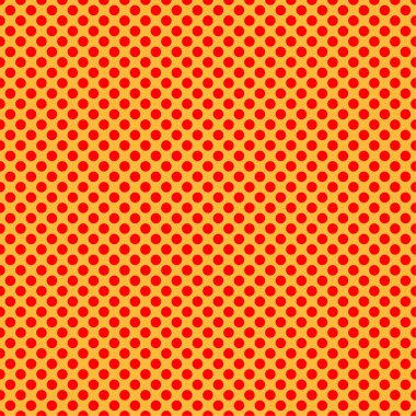 Pop sanat, çizgi roman sarı ve kırmızı noktalı, kusursuz bir şekilde tekrarlanabilir geometrik desen çiziyor. Noktacılık, noktalama ve noktalama, noktalama retro sanat illüstrasyonu