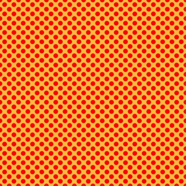 Pop sanat, çizgi roman sarı ve kırmızı noktalı, kusursuz bir şekilde tekrarlanabilir geometrik desen çiziyor. Noktacılık, noktalama ve noktalama, noktalama retro sanat illüstrasyonu