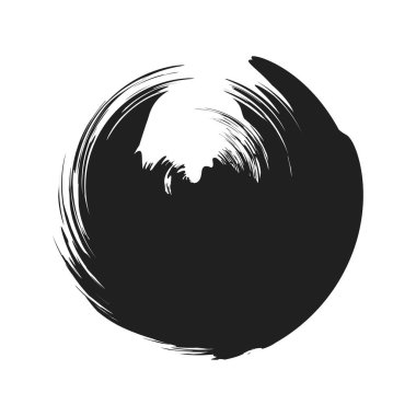 İğrenç, iğrenç ve dokulu daire. Boya fırçası, fırça darbesi vektörü. Mürekkep, sıvı ve sıvı kenar sıçrama efekti