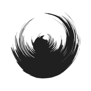 İğrenç, iğrenç ve dokulu daire. Boya fırçası, fırça darbesi vektörü. Mürekkep, sıvı ve sıvı kenar sıçrama efekti