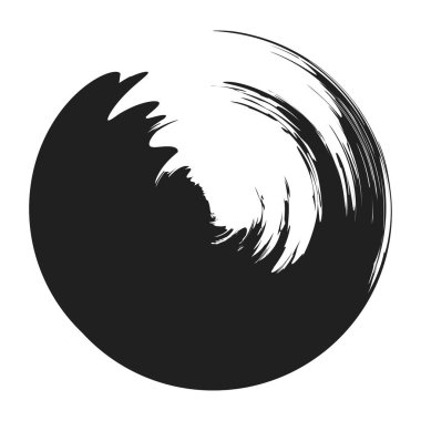 İğrenç, iğrenç ve dokulu daire. Boya fırçası, fırça darbesi vektörü. Mürekkep, sıvı ve sıvı kenar sıçrama efekti