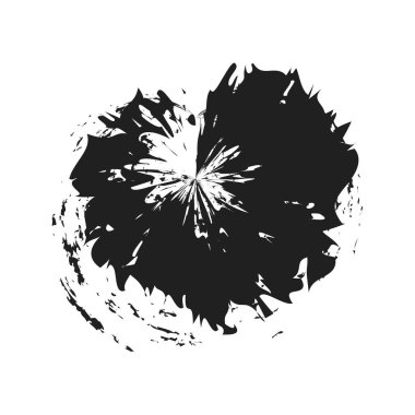 İğrenç, iğrenç ve dokulu daire. Boya fırçası, fırça darbesi vektörü. Mürekkep, sıvı ve sıvı kenar sıçrama efekti