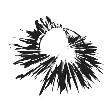 İğrenç, iğrenç ve dokulu daire. Boya fırçası, fırça darbesi vektörü. Mürekkep, sıvı ve sıvı kenar sıçrama efekti