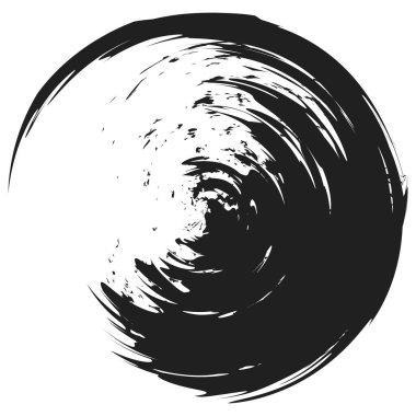 İğrenç, iğrenç ve dokulu daire. Boya fırçası, fırça darbesi vektörü. Mürekkep, sıvı ve sıvı kenar sıçrama efekti