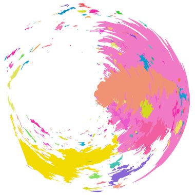 İğrenç, iğrenç ve dokulu daire. Boya fırçası, fırça darbesi vektörü. Mürekkep, sıvı ve sıvı kenar sıçrama efekti