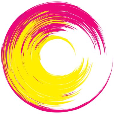 İğrenç, iğrenç ve dokulu daire. Boya fırçası, fırça darbesi vektörü. Mürekkep, sıvı ve sıvı kenar sıçrama efekti