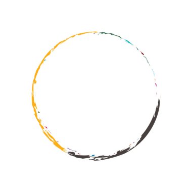 İğrenç, iğrenç ve dokulu daire. Boya fırçası, fırça darbesi vektörü. Mürekkep, sıvı ve sıvı kenar sıçrama efekti