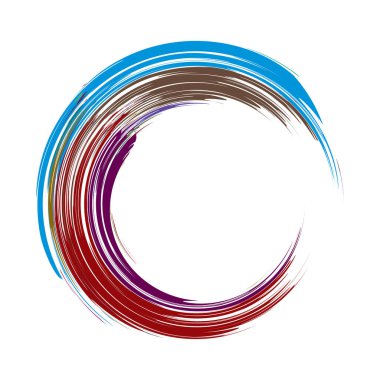 İğrenç, iğrenç ve dokulu daire. Boya fırçası, fırça darbesi vektörü. Mürekkep, sıvı ve sıvı kenar sıçrama efekti