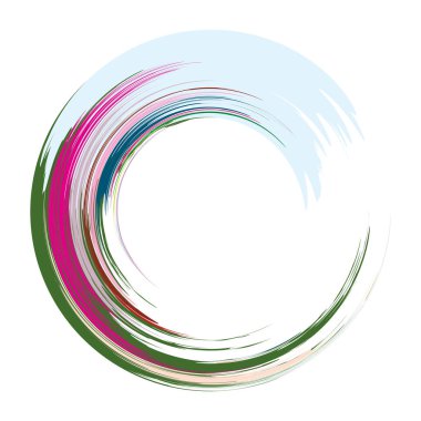 İğrenç, iğrenç ve dokulu daire. Boya fırçası, fırça darbesi vektörü. Mürekkep, sıvı ve sıvı kenar sıçrama efekti