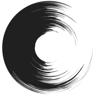 İğrenç, iğrenç ve dokulu daire. Boya fırçası, fırça darbesi vektörü. Mürekkep, sıvı ve sıvı kenar sıçrama efekti