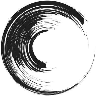 İğrenç, iğrenç ve dokulu daire. Boya fırçası, fırça darbesi vektörü. Mürekkep, sıvı ve sıvı kenar sıçrama efekti