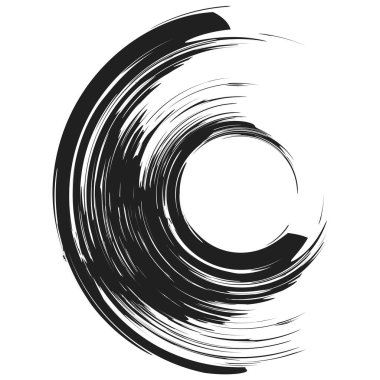 İğrenç, iğrenç ve dokulu daire. Boya fırçası, fırça darbesi vektörü. Mürekkep, sıvı ve sıvı kenar sıçrama efekti