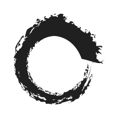 İğrenç, iğrenç ve dokulu daire. Boya fırçası, fırça darbesi vektörü. Mürekkep, sıvı ve sıvı kenar sıçrama efekti