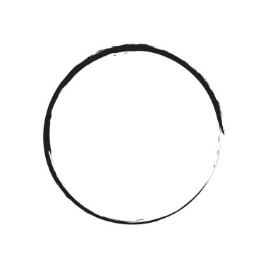 İğrenç, iğrenç ve dokulu daire. Boya fırçası, fırça darbesi vektörü. Mürekkep, sıvı ve sıvı kenar sıçrama efekti