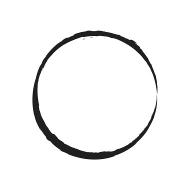 İğrenç, iğrenç ve dokulu daire. Boya fırçası, fırça darbesi vektörü. Mürekkep, sıvı ve sıvı kenar sıçrama efekti