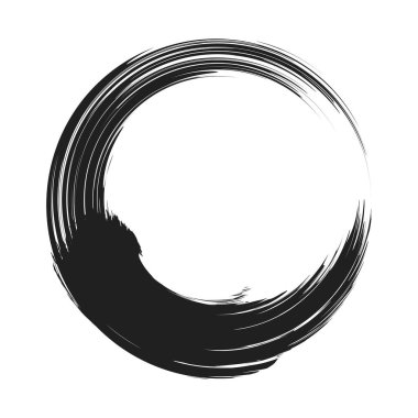 İğrenç, iğrenç ve dokulu daire. Boya fırçası, fırça darbesi vektörü. Mürekkep, sıvı ve sıvı kenar sıçrama efekti