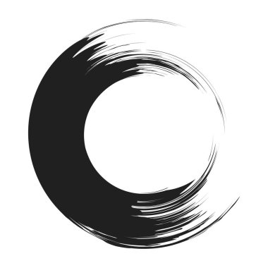 İğrenç, iğrenç ve dokulu daire. Boya fırçası, fırça darbesi vektörü. Mürekkep, sıvı ve sıvı kenar sıçrama efekti