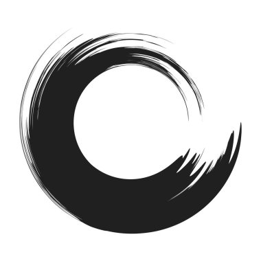 İğrenç, iğrenç ve dokulu daire. Boya fırçası, fırça darbesi vektörü. Mürekkep, sıvı ve sıvı kenar sıçrama efekti