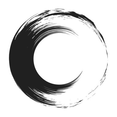 İğrenç, iğrenç ve dokulu daire. Boya fırçası, fırça darbesi vektörü. Mürekkep, sıvı ve sıvı kenar sıçrama efekti