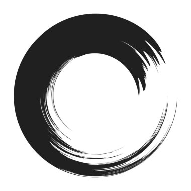 İğrenç, iğrenç ve dokulu daire. Boya fırçası, fırça darbesi vektörü. Mürekkep, sıvı ve sıvı kenar sıçrama efekti