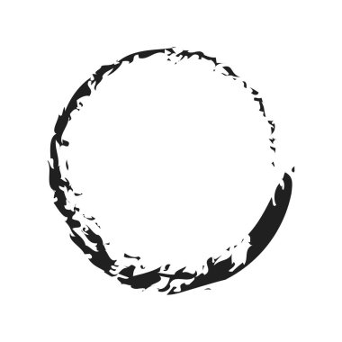 İğrenç, iğrenç ve dokulu daire. Boya fırçası, fırça darbesi vektörü. Mürekkep, sıvı ve sıvı kenar sıçrama efekti