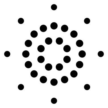 Noktalardan, dairelerden oluşan basit grafikler. Temel noktalı dairesel mandala, motif. Benekler, benekler oluşumu