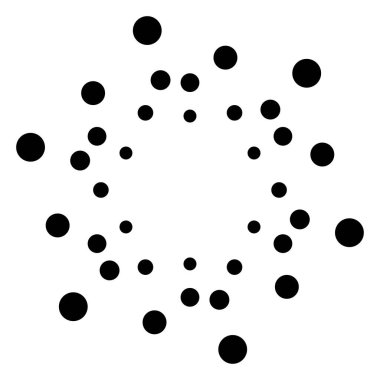 Noktalardan, dairelerden oluşan basit grafikler. Temel noktalı dairesel mandala, motif. Benekler, benekler oluşumu