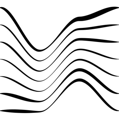 Dalgalanan, katlanmış, kıvrımlı çizgiler. Dalgalı soyut çizgiler, dalgalanma, salınım etkisi bozulma ve deformasyon