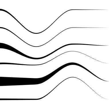 Dalgalanan, katlanmış, kıvrımlı çizgiler. Dalgalı soyut çizgiler, dalgalanma, salınım etkisi bozulma ve deformasyon