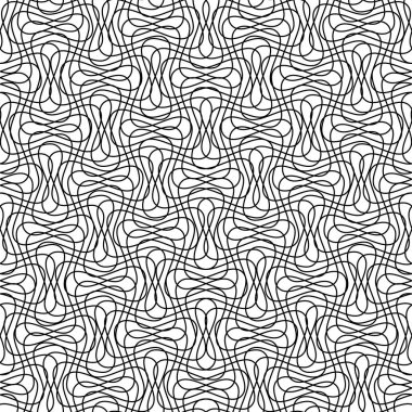 Bağlantı, sicim, birbirine dolanmış çizgiler Sorunsuz tekrarlanabilir desen, arkaplan vektörü illüstrasyonu