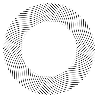 Döngüsel daire, sarmal, volta elementi. Döndürme, santrifüj ve dönme etkisiyle eş merkezli şekil. Döndürme, döndürme ve döndürme vektör illüstrasyonu