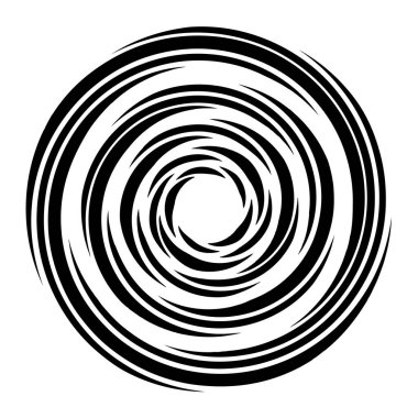 Döngüsel daire, sarmal, volta elementi. Döndürme, santrifüj ve dönme etkisiyle eş merkezli şekil. Döndürme, döndürme ve döndürme vektör illüstrasyonu