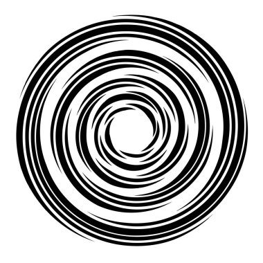 Döngüsel daire, sarmal, volta elementi. Döndürme, santrifüj ve dönme etkisiyle eş merkezli şekil. Döndürme, döndürme ve döndürme vektör illüstrasyonu