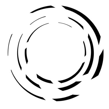 Döngüsel daire, sarmal, volta elementi. Döndürme, santrifüj ve dönme etkisiyle eş merkezli şekil. Döndürme, döndürme ve döndürme vektör illüstrasyonu