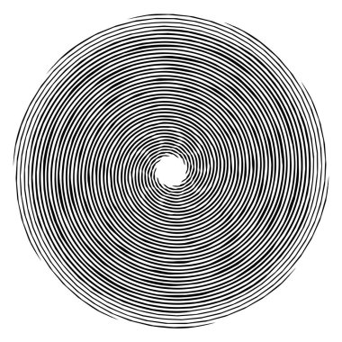 Döngüsel daire, sarmal, volta elementi. Döndürme, santrifüj ve dönme etkisiyle eş merkezli şekil. Döndürme, döndürme ve döndürme vektör illüstrasyonu