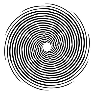 Döngüsel daire, sarmal, volta elementi. Döndürme, santrifüj ve dönme etkisiyle eş merkezli şekil. Döndürme, döndürme ve döndürme vektör illüstrasyonu