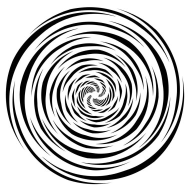 Döngüsel daire, sarmal, volta elementi. Döndürme, santrifüj ve dönme etkisiyle eş merkezli şekil. Döndürme, döndürme ve döndürme vektör illüstrasyonu