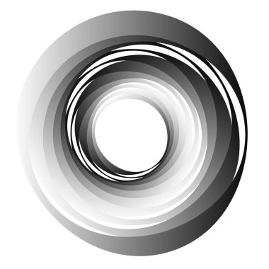 Döngüsel daire, sarmal, volta elementi. Döndürme, santrifüj ve dönme etkisiyle eş merkezli şekil. Döndürme, döndürme ve döndürme vektör illüstrasyonu